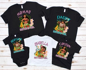 Personalized Moana Birthday Shirt: Family Matching Apparel P30.5 - Etsy