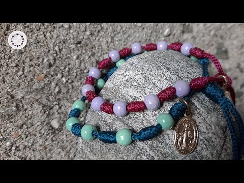 Single Decade Knotted Rosary with Beads - DIY Rosary Bracelet - Franciscan Knots