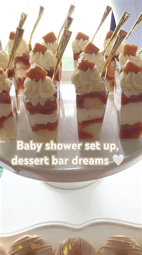 A sweet dessert bar set up for a baby shower! ￼ Making sweet memories with a custom dessert table 🍰