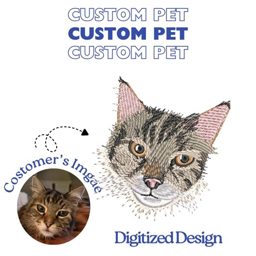Custom Cat Embroidery Design, Personalized Pet Face and Pet Name Embroidery File, Cat Digitizing, Picture Digitizing, Personalized Pets - Etsy