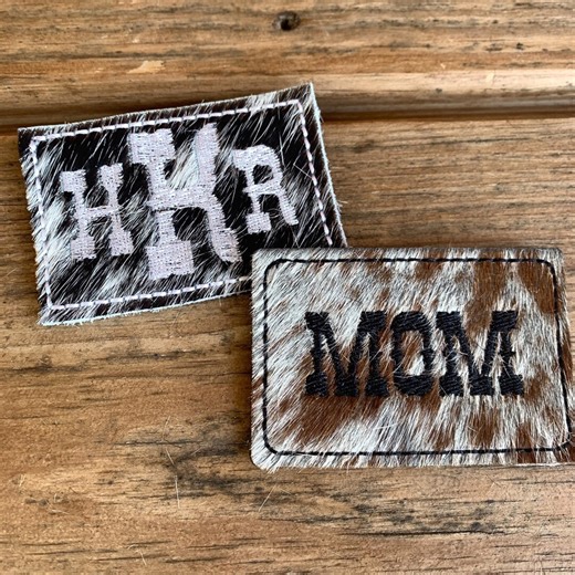 Custom Monogrammed Cowhide Name Patch: Iron on Embroidered Leather Cow Patch - Etsy