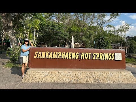 4K) San Kamphaeng Hot Springs, a popular attraction near Chiang Mai ,Thailand.