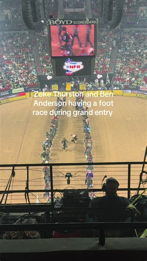 I missed the beginning but they even did the track starting position 😂 #nfr #nfr2025 #rodeotok #fyp #lasvegas