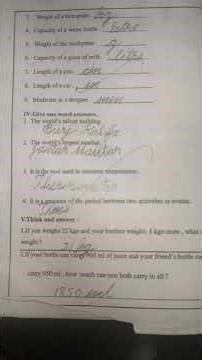 GRADE 3 Science Work sheet -(MEASUREMENT)