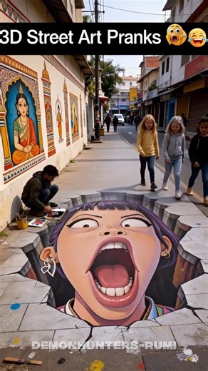 K-pop demon hunters 3D Street Art Prank😳 Golden 14 #kpopdemonhunters #kpop #funny
