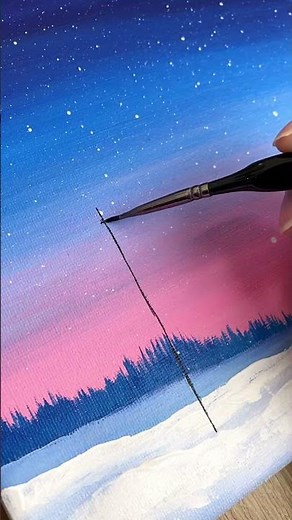 Sunset Snowfall Winter Scenery Tutorial | Easy Acrylic Painting Idea for Beginners #shorts
