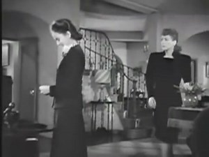Mildred (Joan Crawford) and daughter Veda (Ann Blyth) battle over ill-gotten gains in "Mildred Pierce" (1945). In movies, this is the slap heard round the world. | Midcentury Fashion