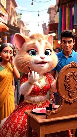 the cat is doing makeup on a public area #ai #makeup