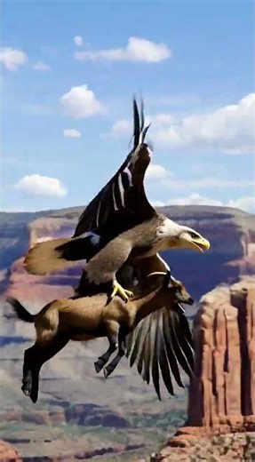 Dramatic Eagle Carrying Baby Goat Over Jagged Cliffs