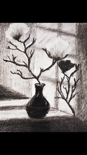 Charcoal Magnolia:Light Refraction and Form Study #shorts#pencildrawing#magnolia#sketchbook#charcoal