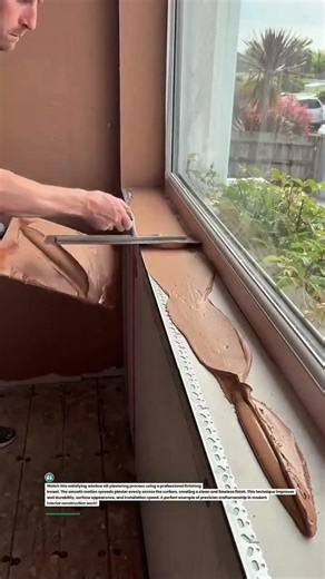 Perfect Window Sill Plaster Finish #Plastering #ConstructionTools #DrywallRepair