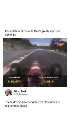 @f1archived on Instagram: "In the early decades of Formula One, powersliding was not a style choice but a necessity. Before the era of aerodynamic grip and advanced tire compounds, drivers relied on mechanical balance and throttle control to guide their cars through corners. The narrow bias-ply tires of the 1950s and 1960s offered minimal traction, forcing drivers to rotate the rear of the car mid-corner to maintain speed. This technique, known as a powerslide, became the hallmark of great drive