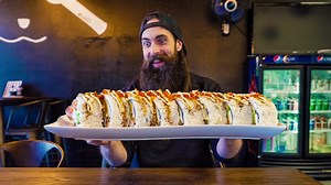 1.5M views · 73K reactions | Over 300 people have failed to conquer the legendary sushi challenge at Deli Sushi & Desserts, but if you can sink eight of their 'Chubby Rolls' inside just 15 mintues, you get the $40 meal on the house, a spot on their wall of fame and a t-shirt for your troubles! | Beard Meats Food | Facebook