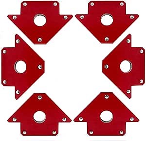 6PC Arrow Welding Magnet, 50LB Strength Magnetic Welding Holder, Welding Magnet Clamps set, 45 90 135 Degree Angle Magnetic Square Tools for Soldering Welding Assembly Pipes Installation