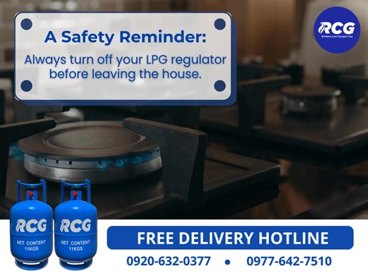 Oh! Weekend na naman ✨ Time for gala with friends and family 🚗 But before you head out, don’t forget one simple step — turn off your LPG regulator. A small habit like this keeps your home safe while you’re out making memories. 💙 #RCGLPG #SafetyFirst #WeekendReminder #HomeSafety | RCG LPG