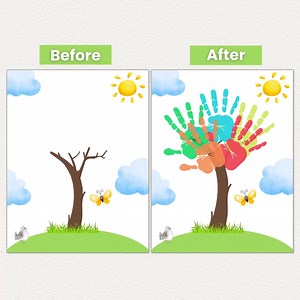 Family Tree Handprint Craft for Kids, Handprint Keepsake Gift, Handprint Tree Art, Grandkids Tree Craft - Etsy