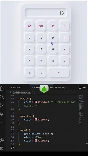 🔥Calculator using HTML, CSS & JavaScript #webdevelopment #coding #javascript