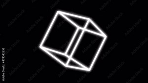 White 3d Cube spinning with alpha channel.Modern outline box animation