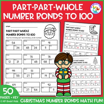 Christmas Number Bonds to 100 Part-Part-Whole Missing Whole & Part Math Practice
