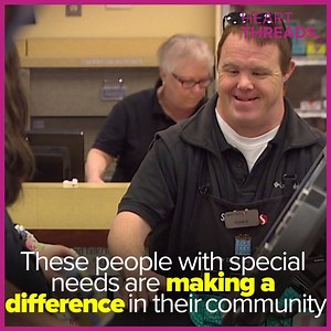 1.2M views · 129 reactions | These people with special needs are spreading happiness in the grocery store where they work. | HeartThreads | Facebook