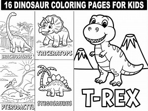 Dinosaur Coloring Pages: 16 Fun Printable Designs for Kids (digital Download) - Etsy