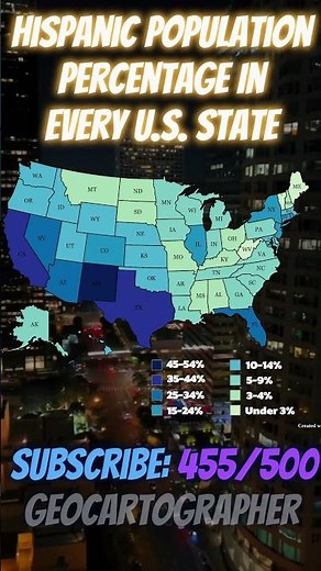Hispanic Population Percentage In Every U.S. State #geography #map #learn #usa #states #hispanic