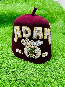 Handmade Masonic Shriner Fez Hat: Maroon Wool With Rhinestone Embroidery - Etsy