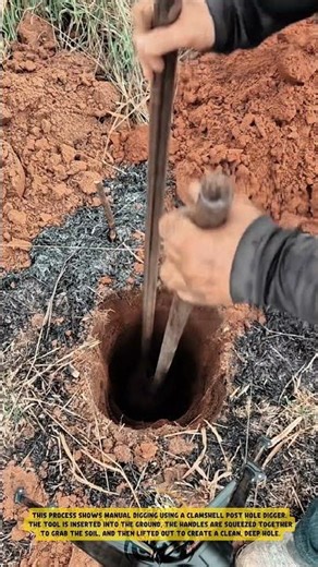 Digging Post Holes using Clamshell Post Hole Digger – Good Tools and Machinery in Daily Work