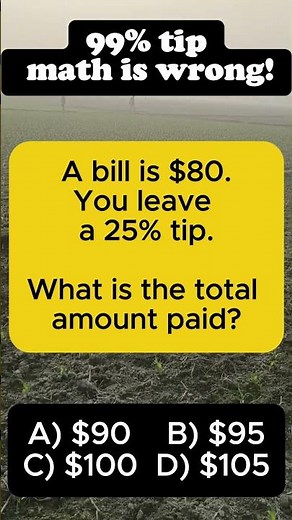 Calculate the Tip! $80 Bill + 25%? 💸🧾 #shorts