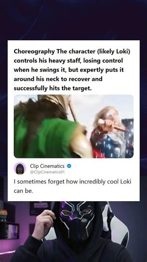 Character Controls Heavy Staff and Recovers With a Neck Move