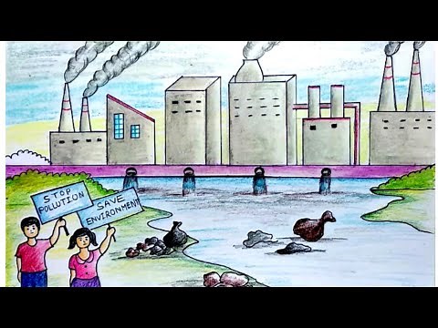 Environment Pollution Easy Drawing | Stop Pollution Save Environment Drawing for Beginners |