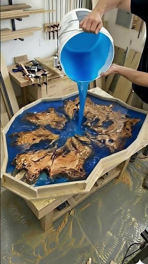 From Raw Wood to Luxury: Blue Resin Table Build ✨