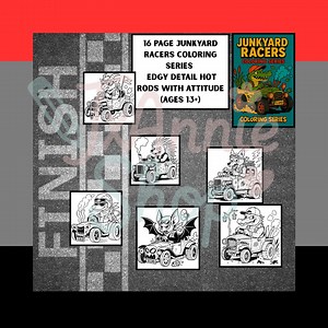 16 Page Junkyard Racers Coloring Series - Edgy Detail Hot Rods With Attitude (ages 13 ) - Etsy