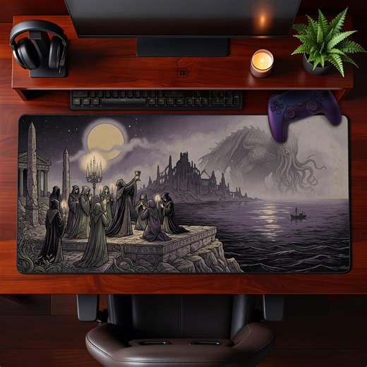 Cthulhu Awakening Cultist Ritual Desk Mat, Eldritch Horror Gaming Mouse Pad, Dark Fantasy Workspace Extended Mousepad, Cosmic Gift For - Etsy