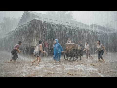 Heavy rain and storms in beautiful green Village ⚡ for sleeping and relaxing 🌧️ Overcoming Insomnia