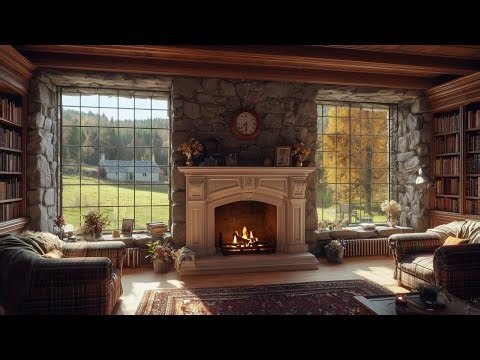 📚 Cozy Fireplace Reading Ambience | Peaceful Castle Library for Study & Focus | No Ads 🔥