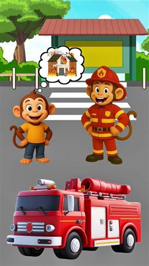 Monkey prank fire fighter🙉‼️#funny #cartoon #english