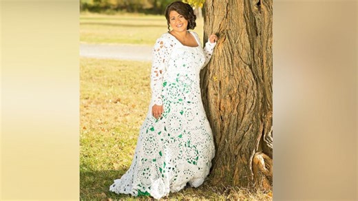 Bride Spends 8 Months and $70 Crocheting Her Own Wedding Gown