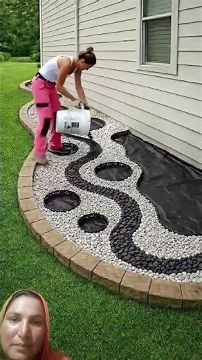 Beautiful River Rock Garden Bed Design | Modern Front Yard Landscaping#gardenideas #garden style#us