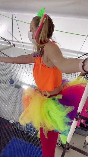 Surprise visit from @itsjojosiwa at Trapeze School New York today!!! 😉 #flyingtrapeze #trapeze #halloweenlook #jojosiwa #jojo #circus