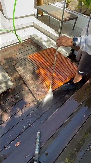 Pressure Washing a Dirty Wood Table | Satisfying Before & After Cleaning! #pressurewashing