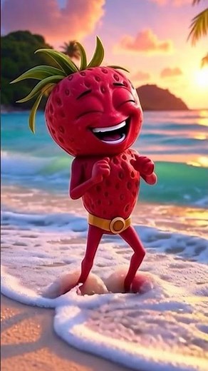 Cute Strawberry's Tropical Beach Dance at Sunset || Fun Animated Adventure