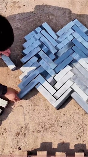 Blue-gray brick herringbone pattern, the beauty of hand-crafted assembly!