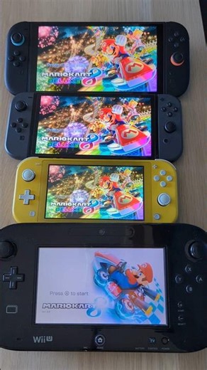 Mariokart 8- Nintendo Switch 2 vs Switch OLED vs Switch Lite vs WiiU Speed Comparison
