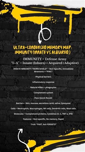 🎯Innate vs Acquired Immunity🛡️🔥Ultra-Condensed Memory📚 Map#Immunity#biology #immunology#ytshorts