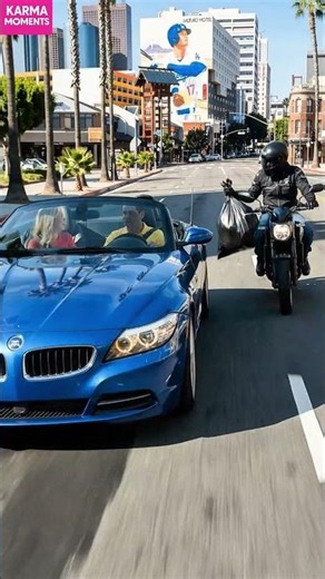 Karma 🚴‍♂️ Strikes Rude Driver with Instant Payback #karma #roadjustice #shorts