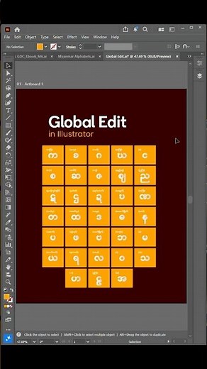 Global Edit in Illustrator with Burmese. #illustrator #haupidesigns #adobe #myanmar