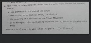 Your school recently celebrated Van Mahotsav. The celebrations ... | Filo