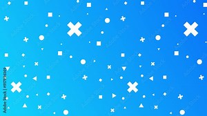 Blue gradient background with scattered white geometric shapes, seamless looping animation for modern digital design. Stock Video