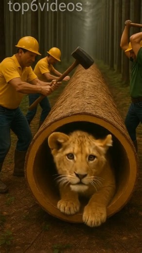 rescue mother hen and lion from giant log video #animals #top6videos #funny #shorts